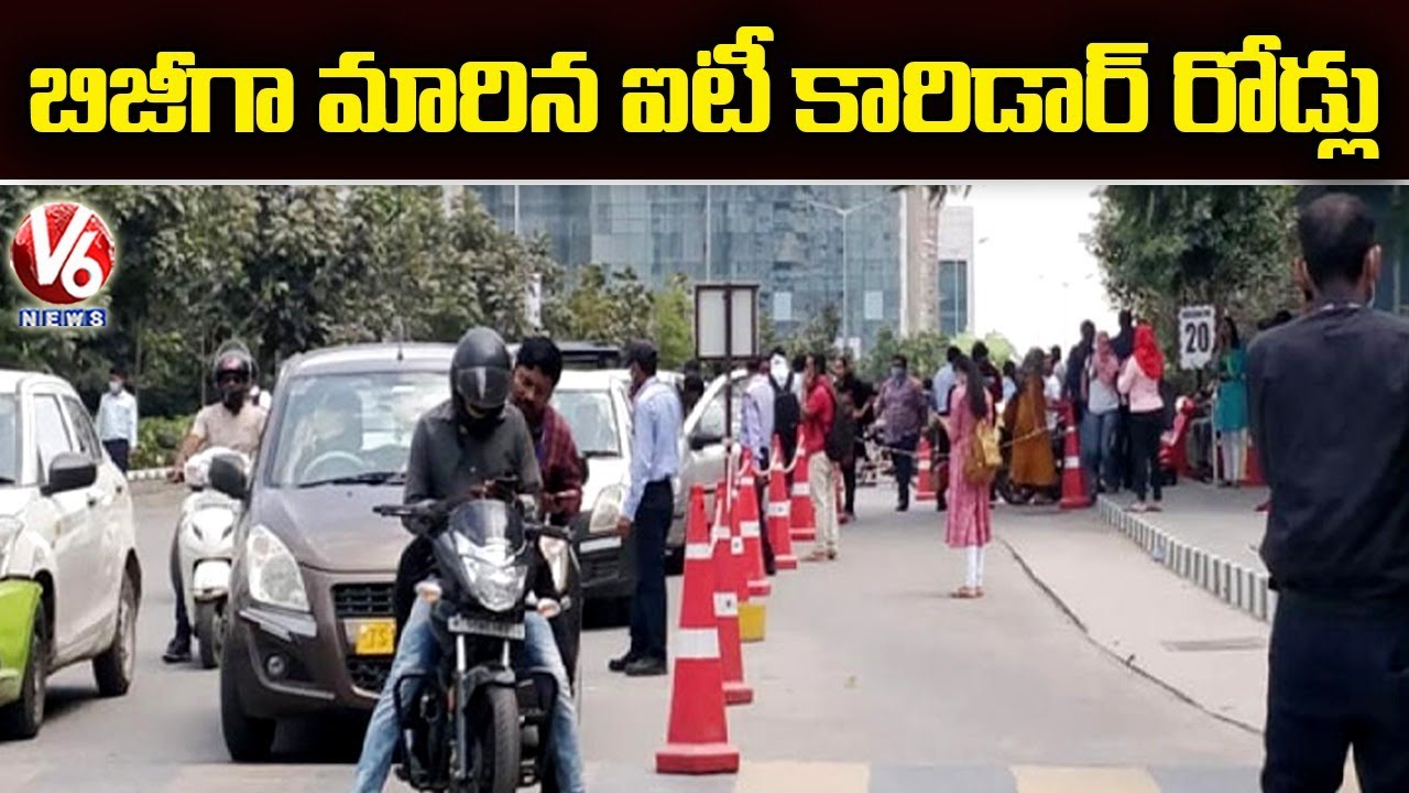 Gachibowli And Hitech City Roads Filled Due To Employee Back To Offices | V6 News
